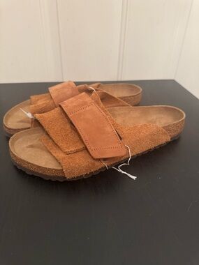 Birkenstock Kyoto Brown Suede Nubuck Leather 44 11/11.5 Men’s Slide Sandals